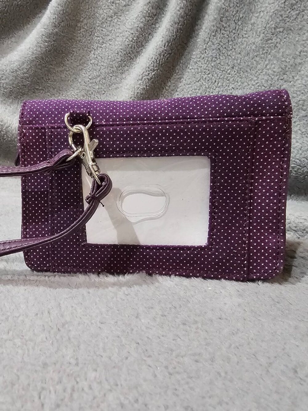 Thirty-One Vary You Wristlet Wallet Purple Plum Dots NWT